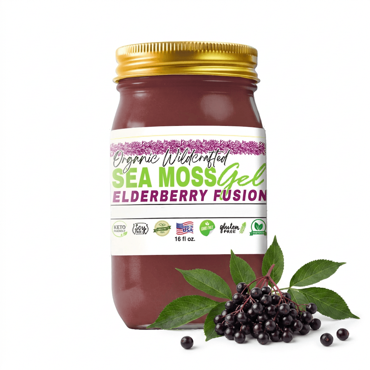 Sea Moss Gel - Elderberry Flavor 16oz