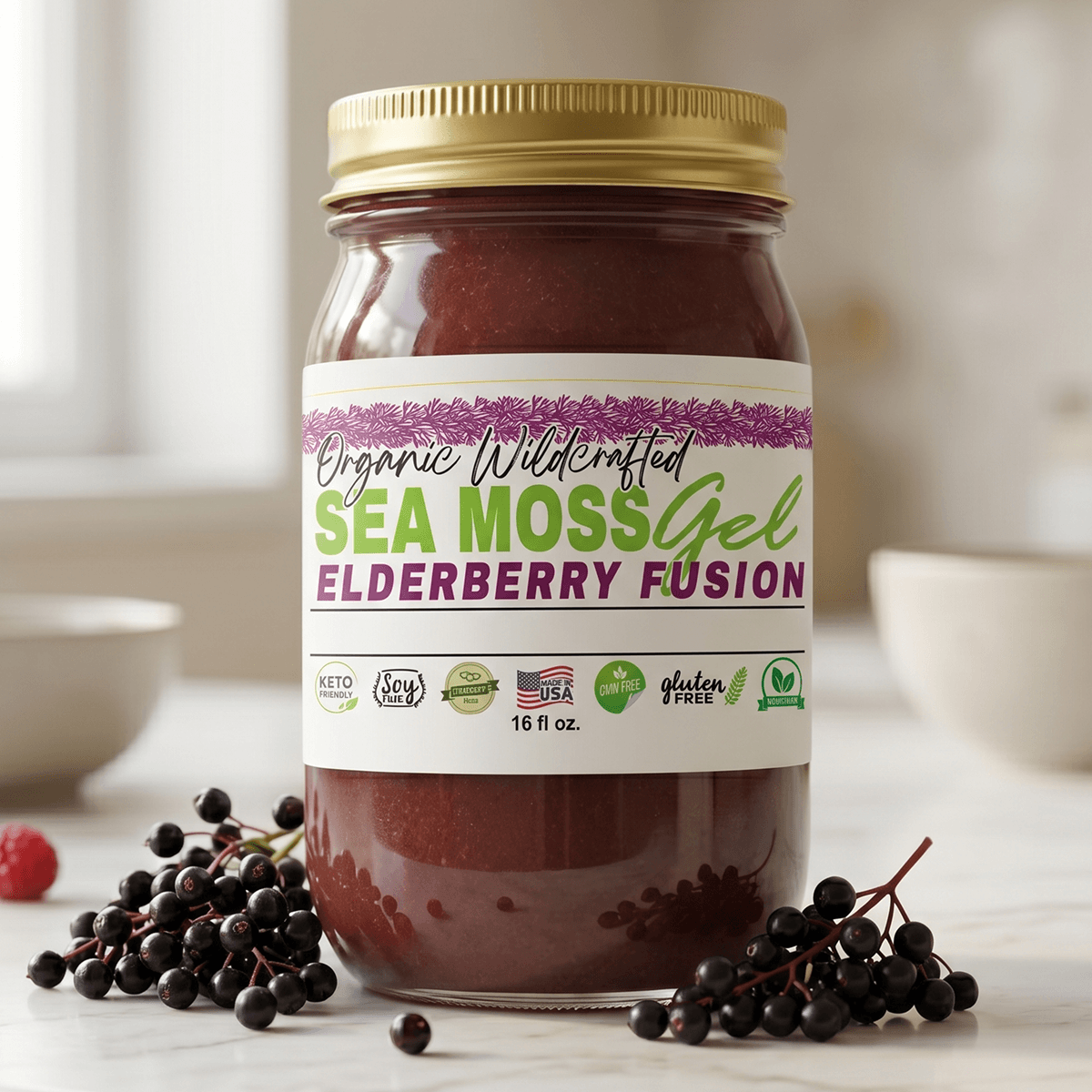 Sea Moss Gel - Elderberry Flavor 16oz